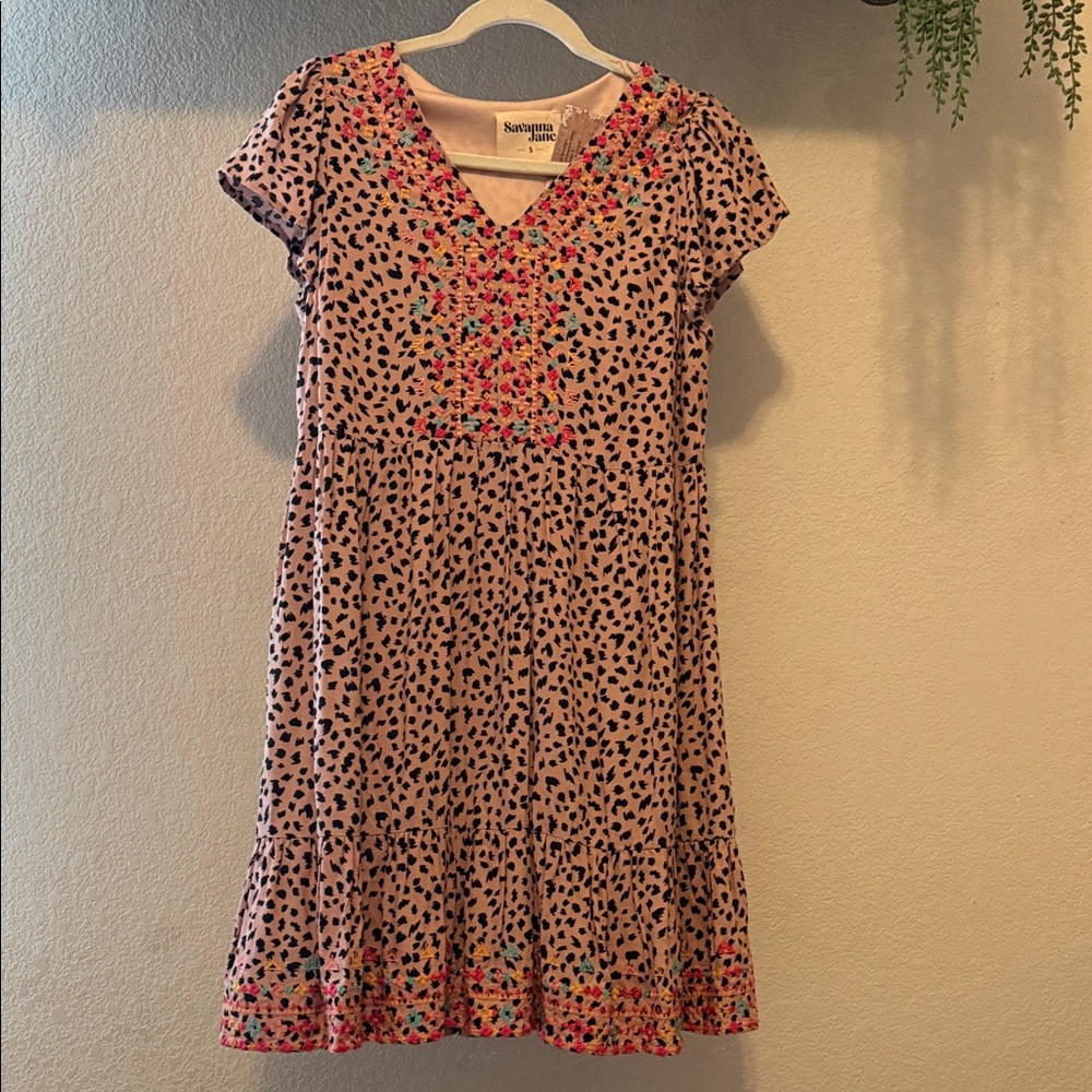 Savanna Jane Pink and Black Patterned Dress